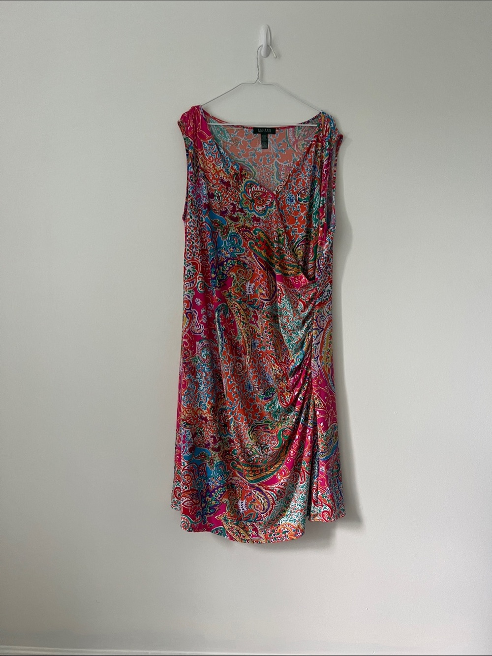 Lauren Ralph Lauren Sleeveless Paisley Midi Dress in Pink and Blue